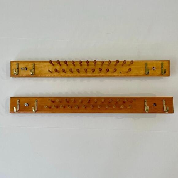 1980 VTG TIES RACK WOODEN OAK WOOD HOLD TIES AND BELTS Set Of 2 VERSATILE - Picture 13 of 14